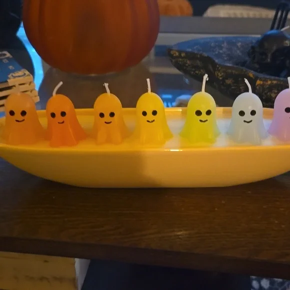 Colorful Ghost Candles Set for Halloween Parties