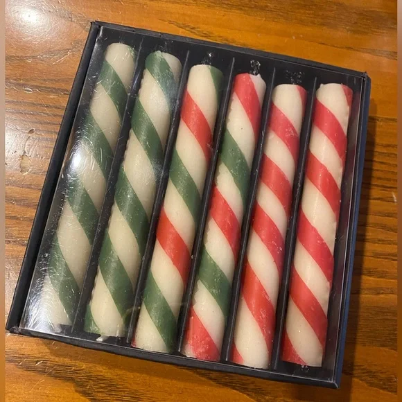 MacKenzie-Childs Striped Candle Set - Red, Green, and Cream