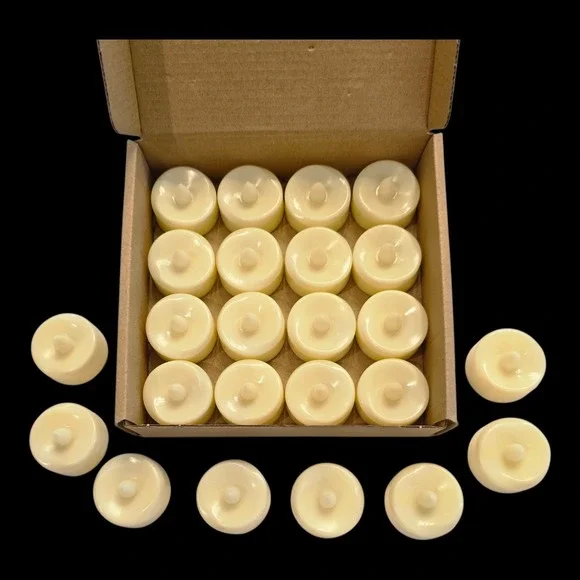 Flameless LED Tea Light Candles: 24 Pack Battery Powered Fake Candles Ivory