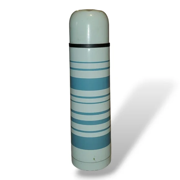 IKEA Blue and White Striped Vacuum Flask