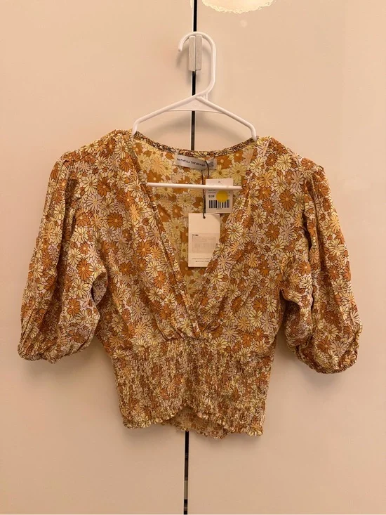Faithfull the Brand Yellow Floral Blouse - Size XS