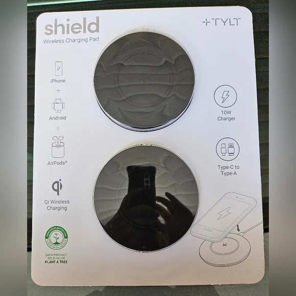 Tylt 2 pack shield qi wireless charging pads