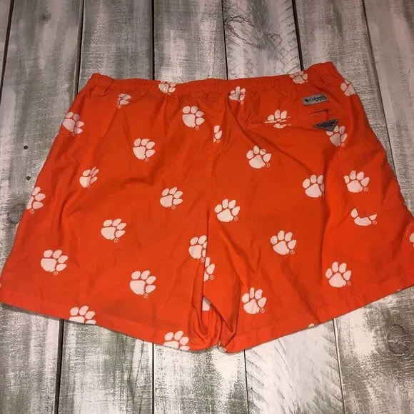 Columbia PFG Clemson Tigers Shorts Mens XL Swim Trunks Board Orange Football