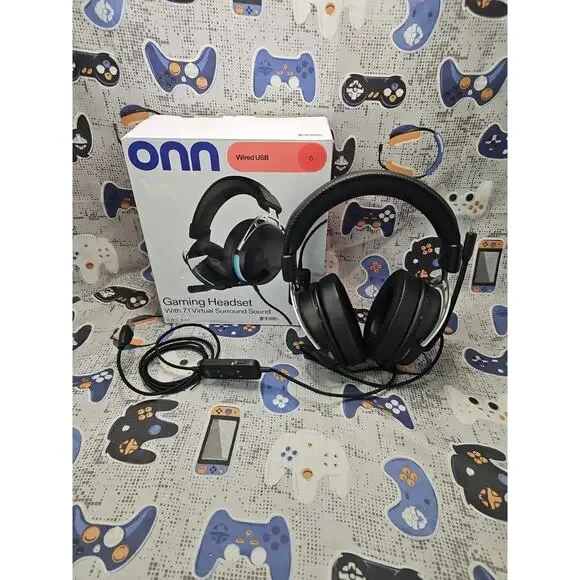 onn Gaming Headset with 7.1 Virtual Surround Sound, Black OPEN BOX NEW