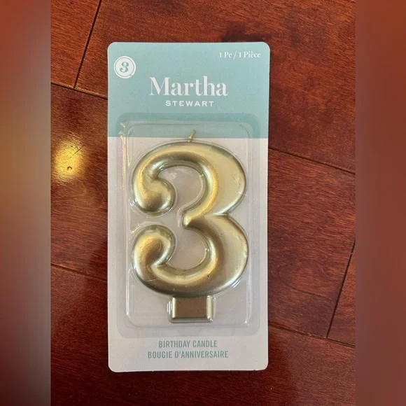 Martha Stewart Large Number 3 Candle