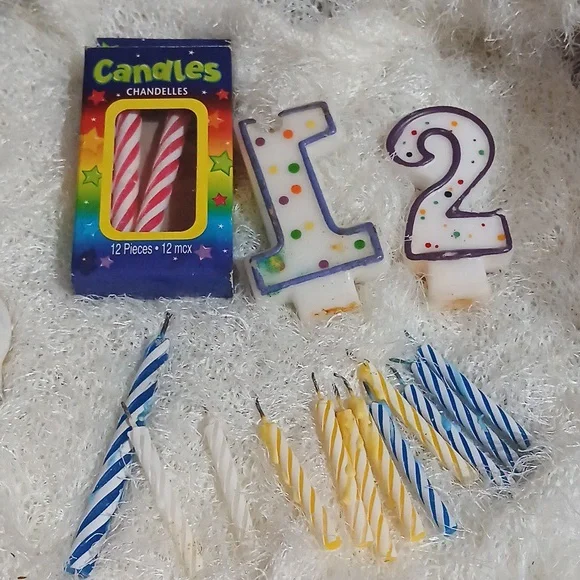 Colorful Birthday Candle Set with Number 1 and 2