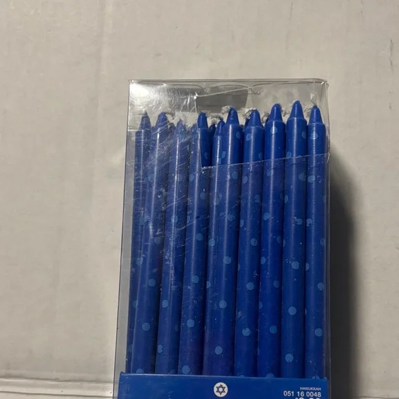 Blue Polka Dot Hanukkah menorah candles 45 count