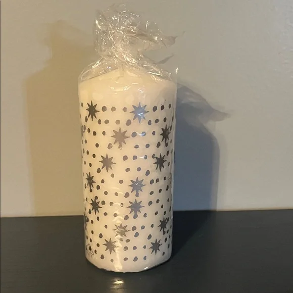 IKEA White Candle with Silver Star Design