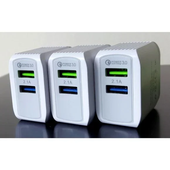3pack Double Port Wall Charger Phone Travel Charger QC 3.0 Quick Charge