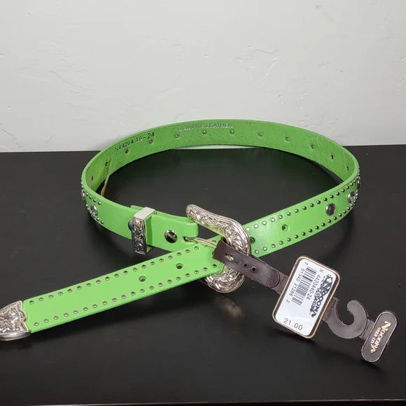 Nocona Green Leather Belt