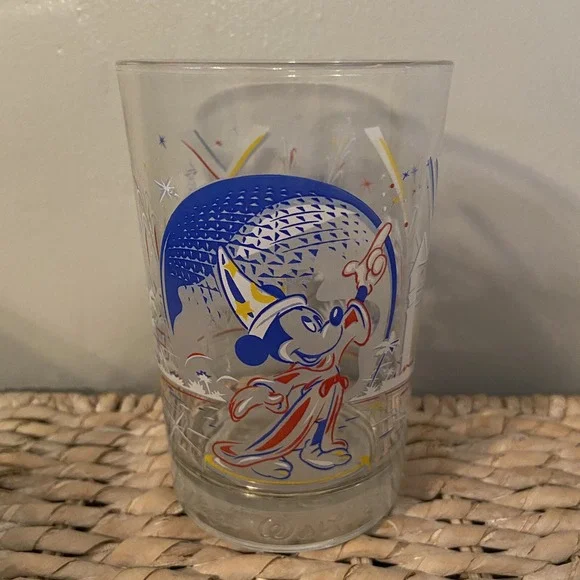 RARE DISNEY WORLD Mickey Mouse Epcot 25th Anniversary Drinking Glass, 12 oz.