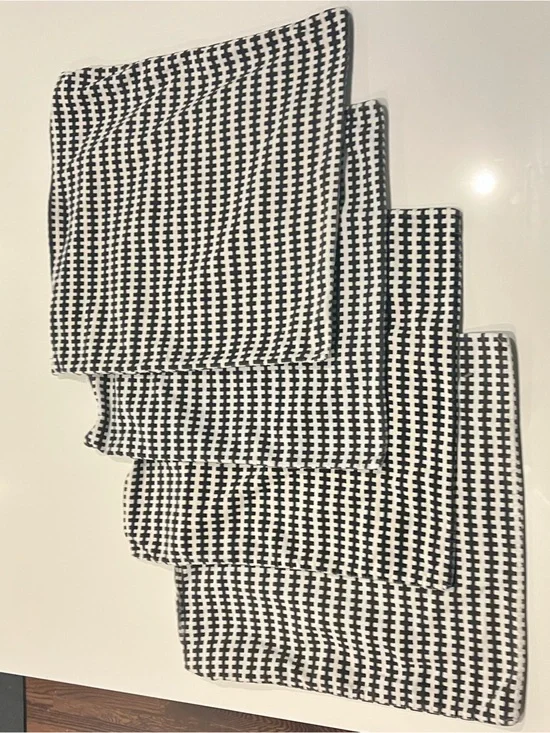 Set of 4 IKEA Black & White Stockholm m Velour Throw Pillow Covers 20”. Preowned