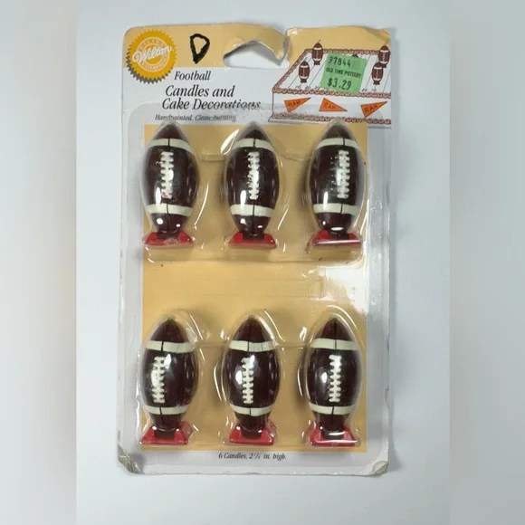 Vintage 1998 Football Candles by Wilton (6) NFL Superbowl Birthday 2