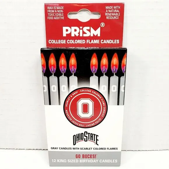 Ohio State Buckeyes Colored Flame Candles Gray with Scarlet Flame 12 count NEW