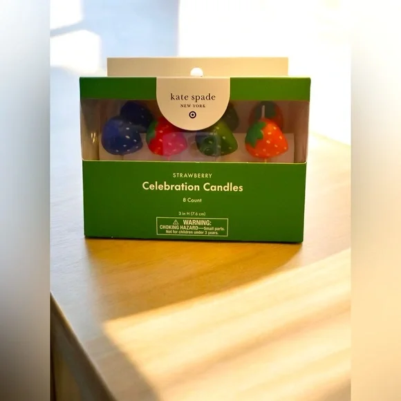 Kate Spade X Target: Celebration Candles - Multicolor Strawberry Design. 8 Count