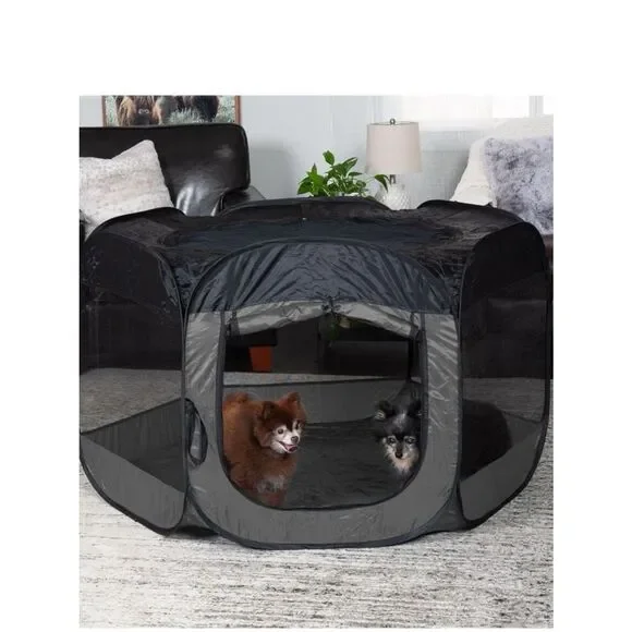 Portable Black and Gray Pop-Up Pet Playpen