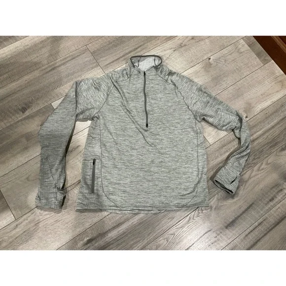 Nike Dri-FIT Womens Half Zip Running Top Grey Space‎ Dye Waffle Fleece Medium