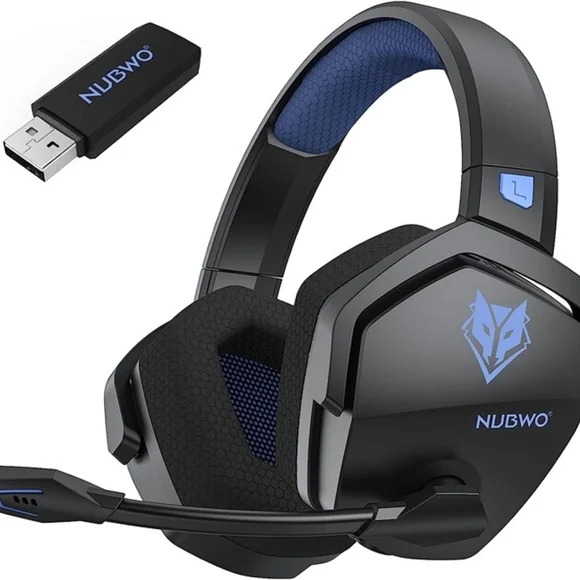Black and Blue Gaming Headset with USB Adapter