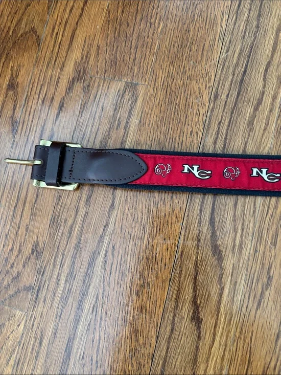 Vineyard Vines Red & Brown NC Logo Kids Belt