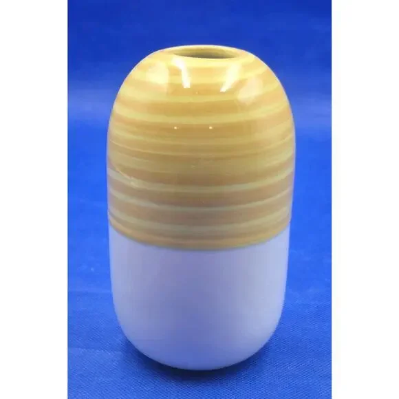 IKEA Yellow White Beehive Ceramic Vase 6x3.5