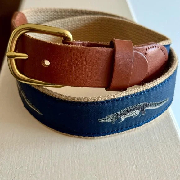 Kids' Crocodile Print Belt with Gold Buckle