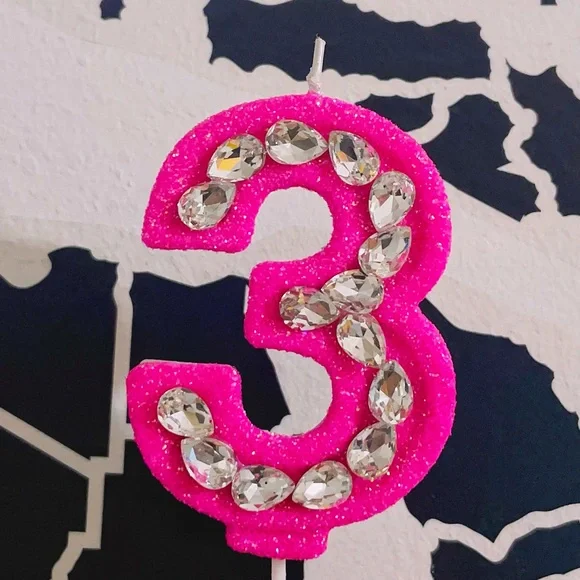 New! Rhinestone Candle Number Birthday Candle Cake Topper Party Supply Gifts