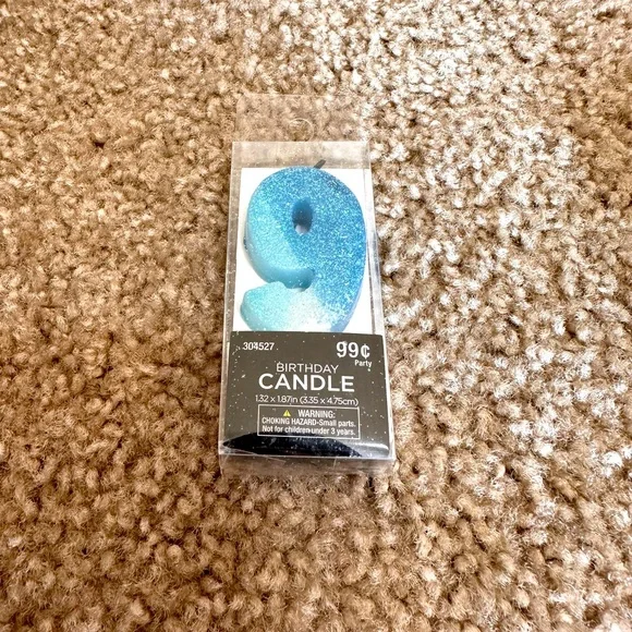 Brother Sister Design studio Blue #9 Birthday Candle