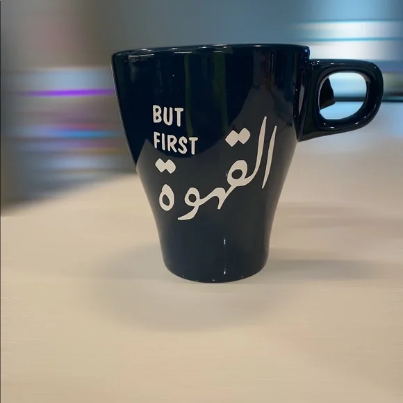 Handmade design on a ikea coffee mug navy blue