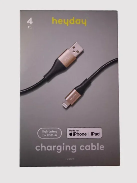 Heyday Lightning to USB-A Cable - Black and Gold