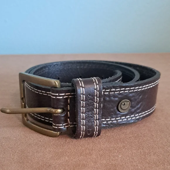 Brown Leather Carhartt Double Seam Belt 30 Inch 7 Hole