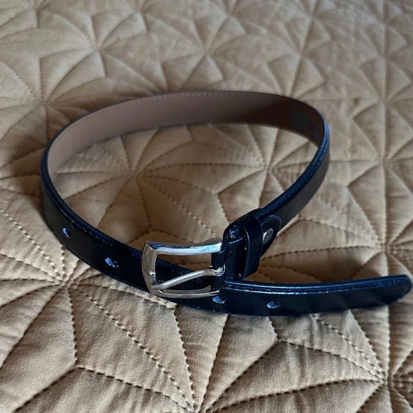 Classic Kid’s Patent Leather Belt in black and silver