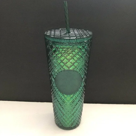 NWT Starbucks Emerald Green Grid Jeweled Siren Logo Tumbler 24 Oz Venti Cup