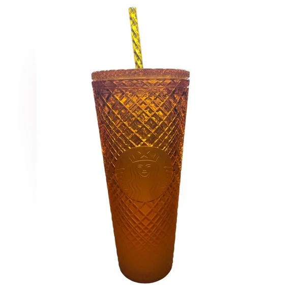 Starbucks 2022 Orange Mango Jeweled‎ Grid Gradient 24oz Venti Cold Cup Tumbler