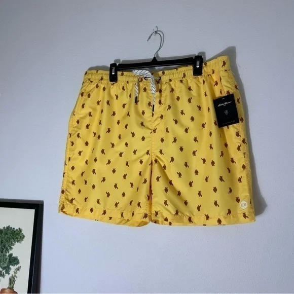 Eddie Bauer NWT yellow Sasquatch Volley swim trunks size XL (40-42)