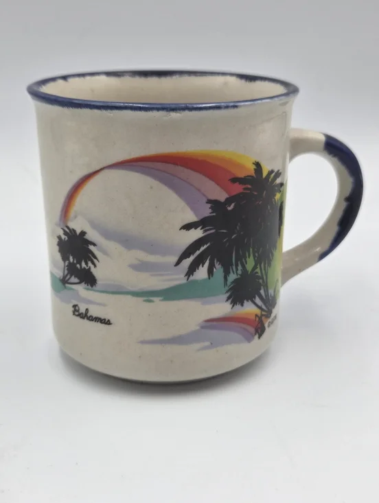 Vintage Bahamas Coffee Mug Souvenir Vacation Vintage Rainbow 80’s/90’s Korea
