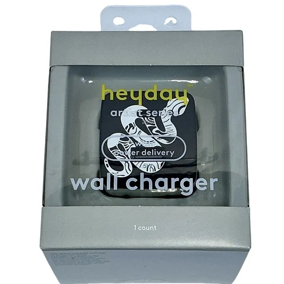 Heyday Wall Charger Fast Charging Power Delivery‎ USB-C Black Snake Design New