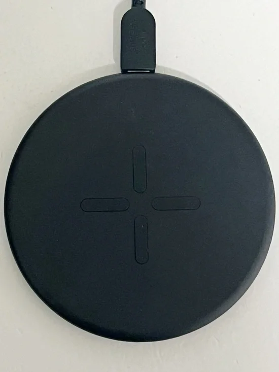 IKEA LIVBOJ circular charging pad, minimalist cross design wireless charger