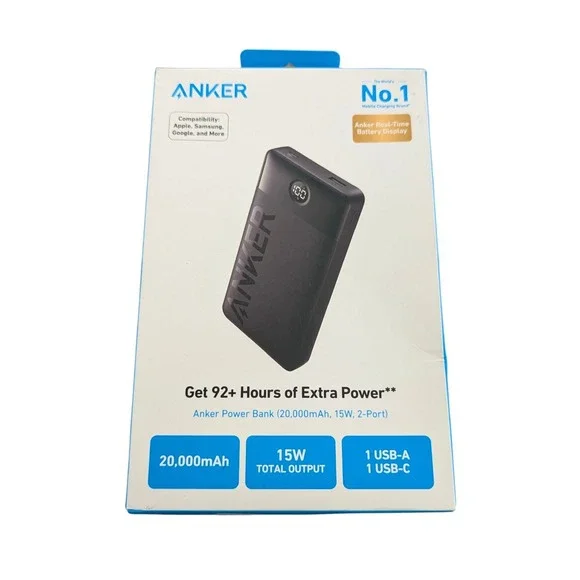 Mm9U Anker 20,000 mAh 15W 2-Port Portable Charger Battery Power Bank In Black‎