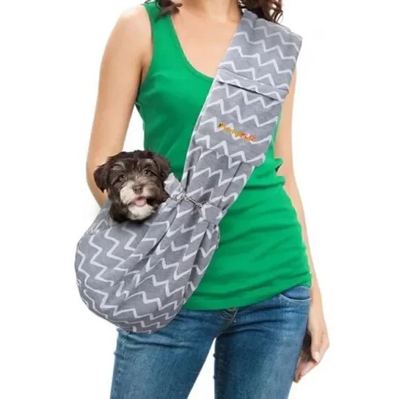 NWOT Furry Fido Chevron Grey Adjustable Pocket Pet Sling Papoose Carrier