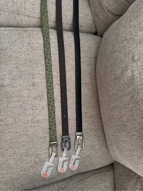 Three boy Casual Belts - Olive Camo, Dark Brown, Black