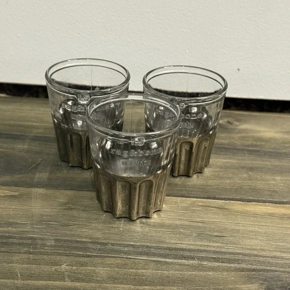 RAG &‎ BONE NEW YORK GLASS GUN METAL PLATED SHOT GLASSES - 1.5 Oz -SET OF 3