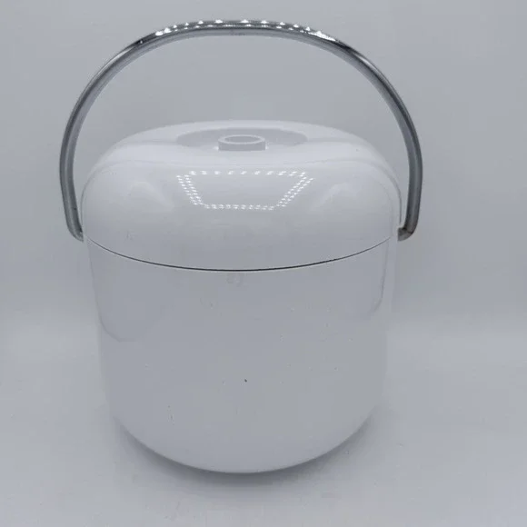 Vintage White Melamine Plastic Ice Bucket‎ Metal Holder Retro