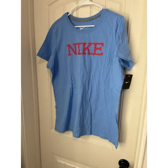 Nike Casual Short Sleeve Slim Fit Graphic T Shirt Womens Size XXL Blue nwt