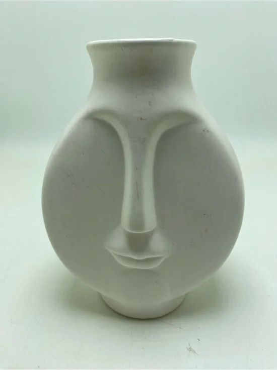 Jonathan Adler White Matte Porcelain Face Vase