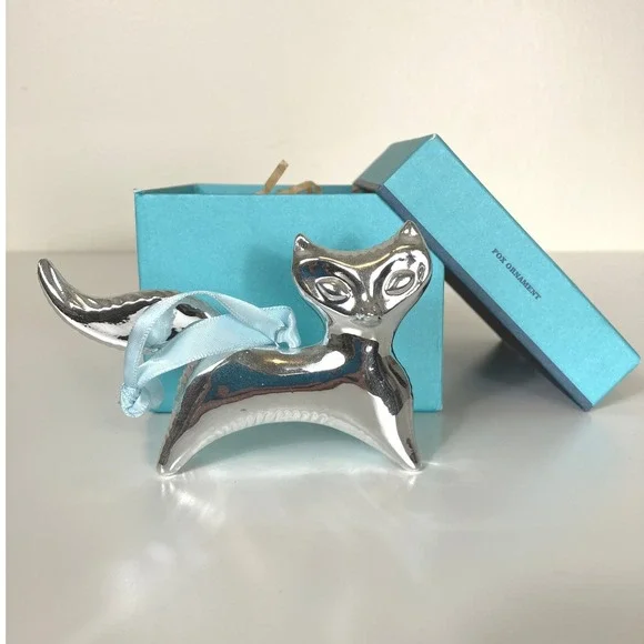Jonathan Adler Silver Fox Ornament With Box Gifts Holidays Collectible
