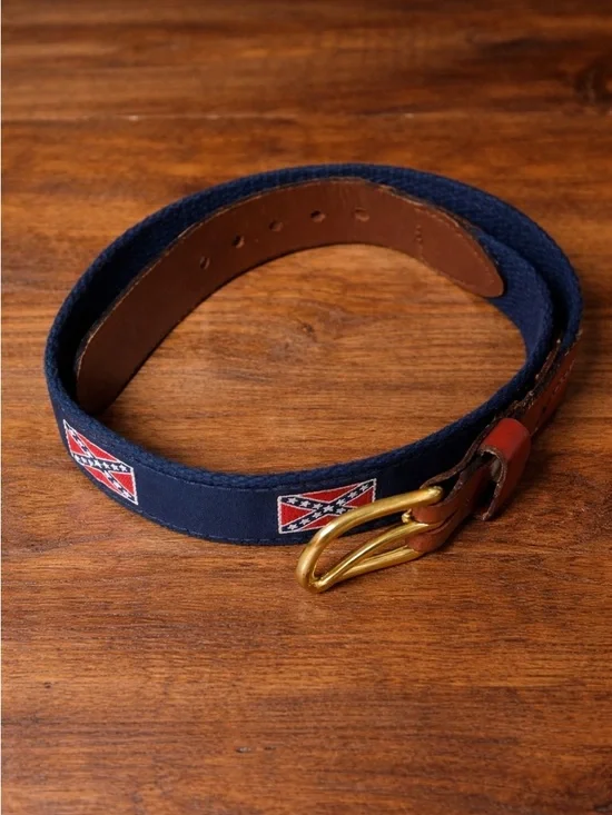 Boy’s Navy Blue Canvas Belt with Leather Trim Size 24