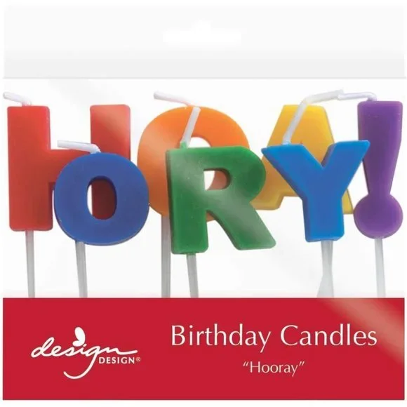 JAM Paper Specialty - 'Hooray!' Birthday Candle Set - 2 3/4
