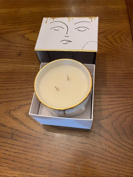 Jonathan Adler Muse Miel Double-Wick Candle in white porcelain