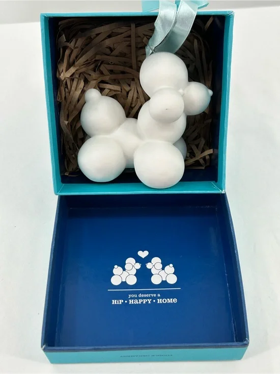 Jonathan Adler Vintage Poodle Ornament in Original Box Porcelain White Matte