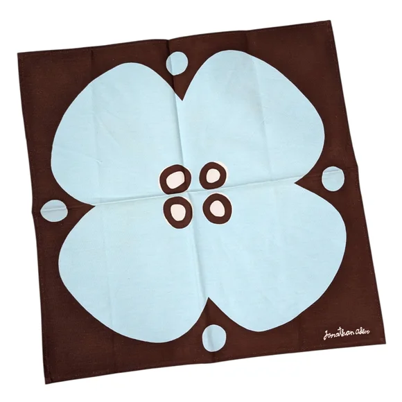 NEW Jonathan Adler Cloth Napkins Set of 4 Brown Blue Floral Abstract Mod Decor